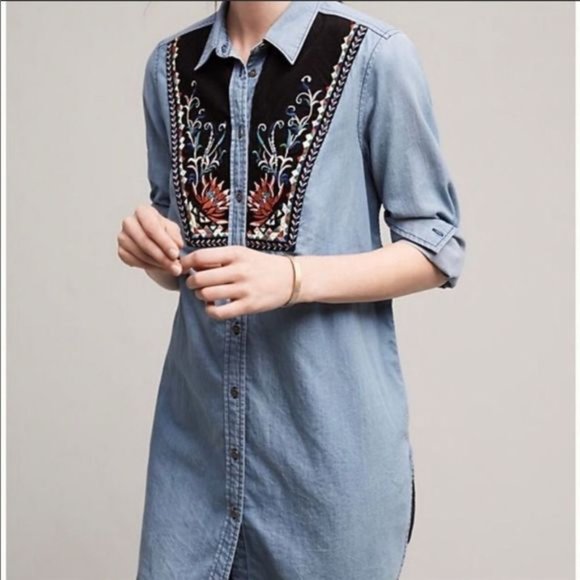 Anthropologie Holding Horses Chambray Tunic Top 4 - Picture 2 of 8